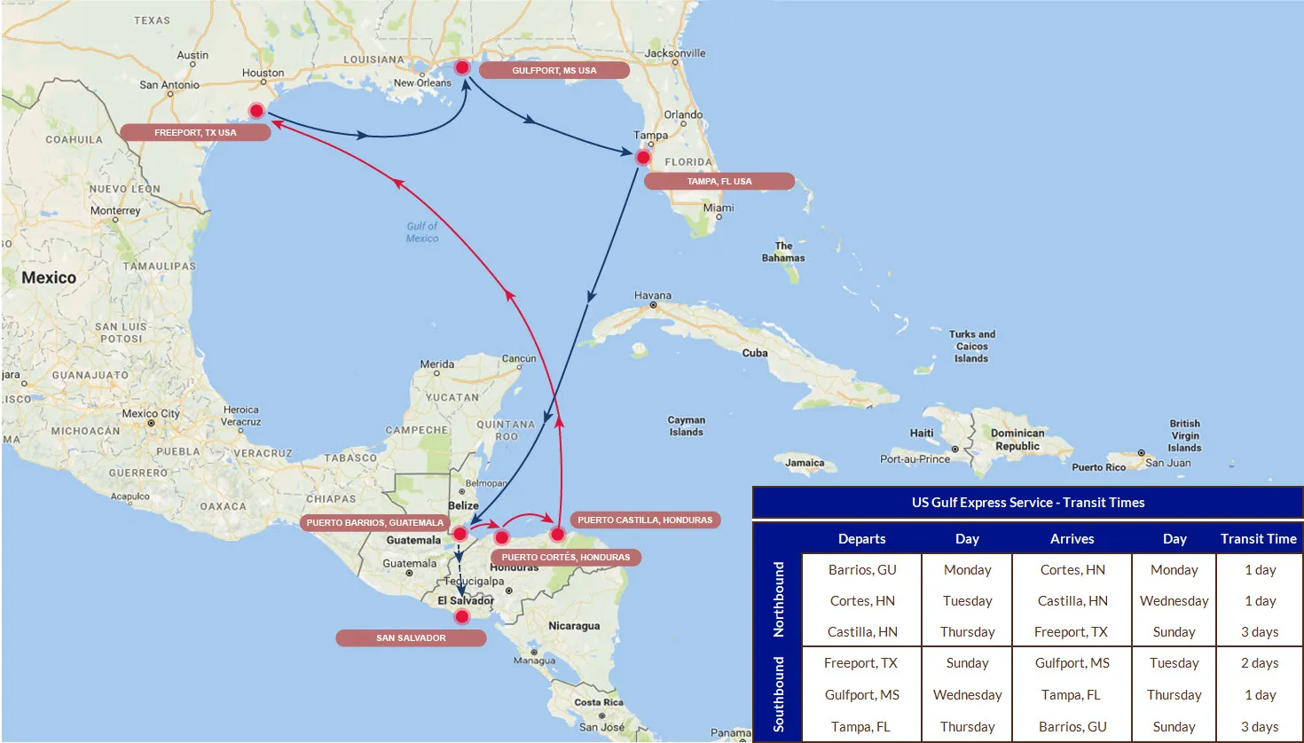 CXI Class Vessel Trading Areas 