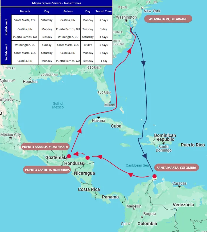 YF Class Vessel Trading Areas